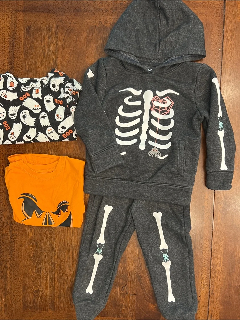 Unisex Toddler 3T Halloween Bundle 4 Pieces Pumpkin Skeleton Ghost